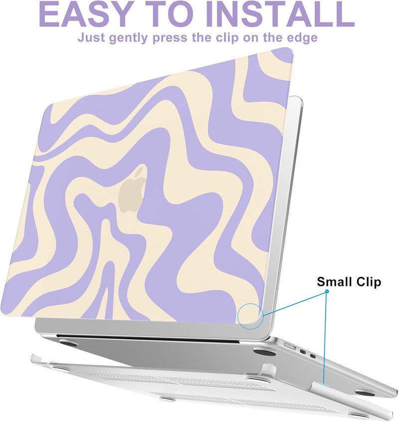 AKIT Compatible with MacBook Air 13 inch Case 2026 2025 2024-2022 M4 M3 M2 A3240 A3113 A2681, Pattern Hard Shell Laptop Case+Screen Protector+Keyboard Cover for MacBook Air 13.6 inch 2025, Violet Wave - Image 4